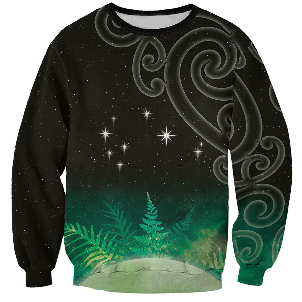 New Zealand Matariki Sweatshirt Pleiades Star Cluster Green Galaxy
