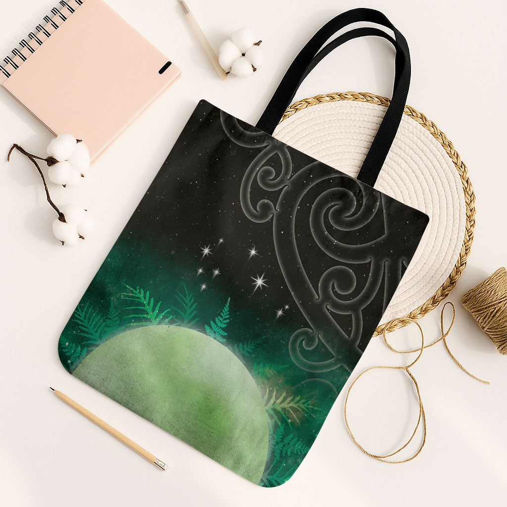 New Zealand Matariki Tote Bag Pleiades Star Cluster Green Galaxy
