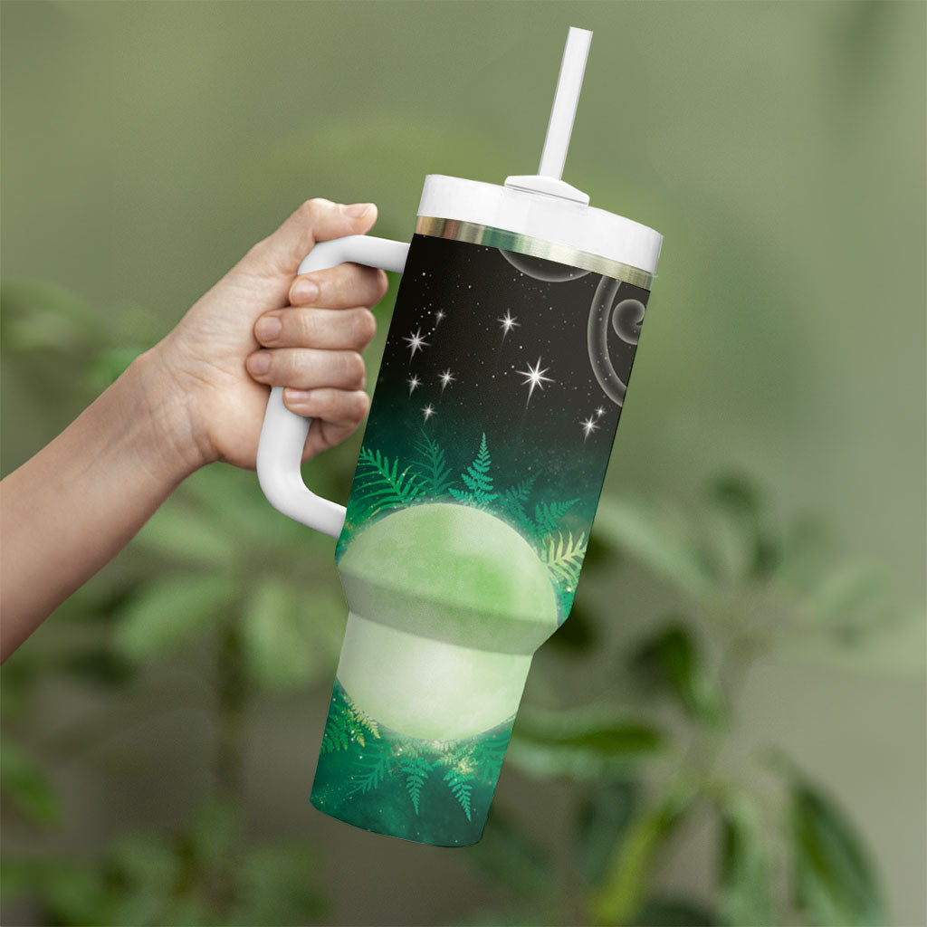 New Zealand Matariki Tumbler With Handle Pleiades Star Cluster Green Galaxy