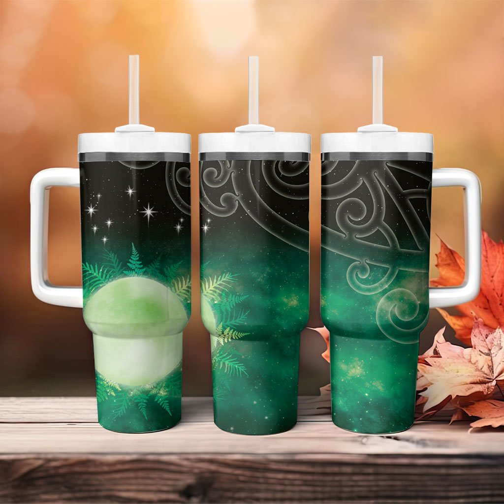 New Zealand Matariki Tumbler With Handle Pleiades Star Cluster Green Galaxy
