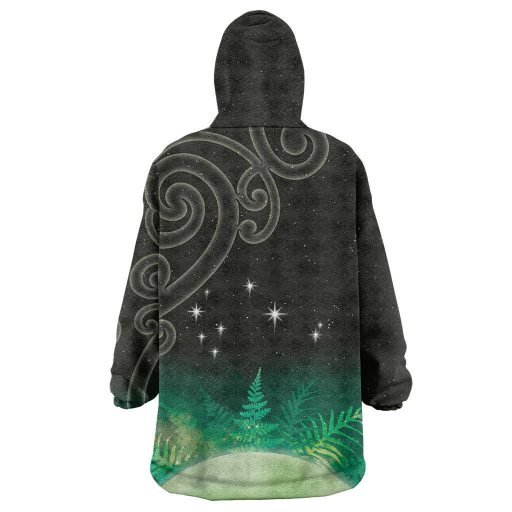 New Zealand Matariki Wearable Blanket Hoodie Pleiades Star Cluster Green Galaxy
