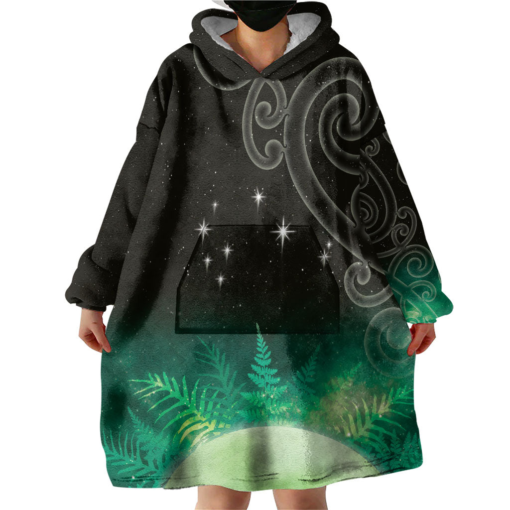 New Zealand Matariki Wearable Blanket Hoodie Pleiades Star Cluster Green Galaxy