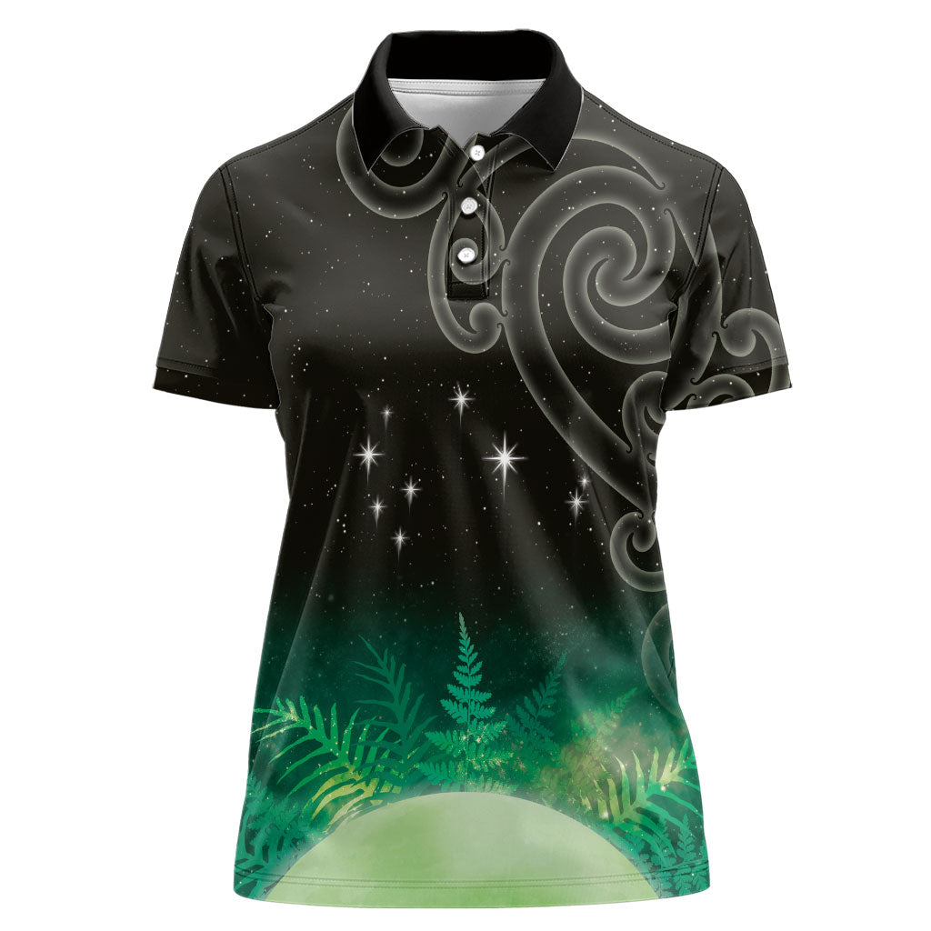 New Zealand Matariki Women Polo Shirt Pleiades Star Cluster Green Galaxy LT05 Female Green - Polynesian Pride