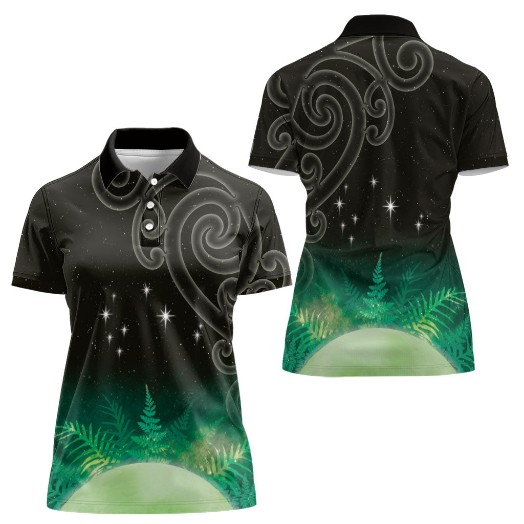 New Zealand Matariki Women Polo Shirt Pleiades Star Cluster Green Galaxy LT05 - Polynesian Pride
