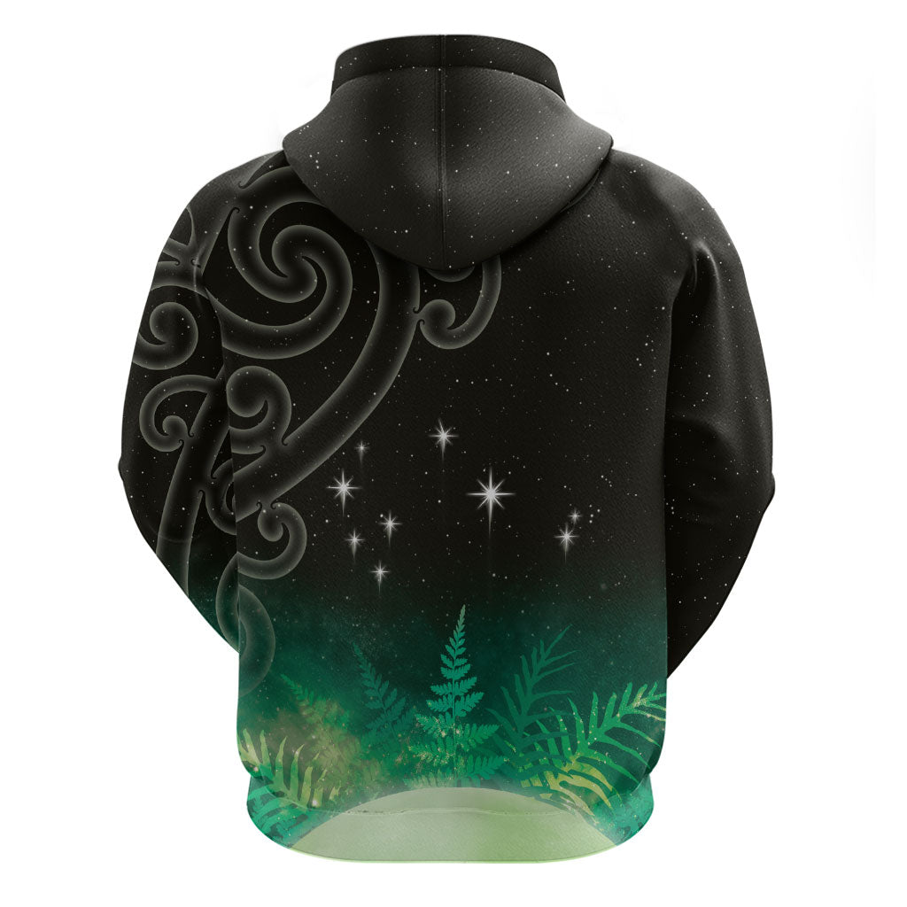 New Zealand Matariki Zip Hoodie Pleiades Star Cluster Green Galaxy
