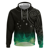 New Zealand Matariki Zip Hoodie Pleiades Star Cluster Green Galaxy