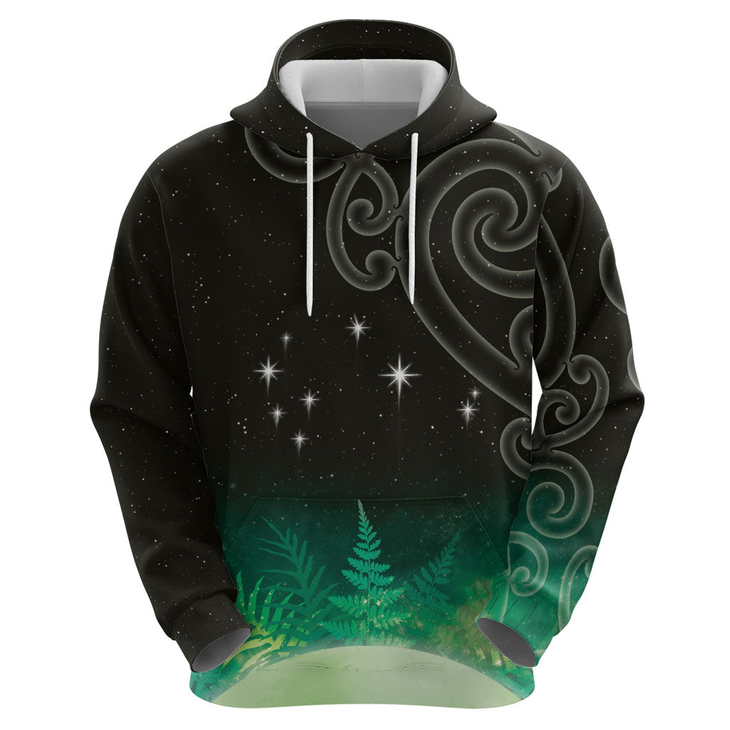 New Zealand Matariki Zip Hoodie Pleiades Star Cluster Green Galaxy