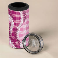 Pink Hawaii Palaka 4 in 1 Can Cooler Tumbler Hawaiian Honohono Lei