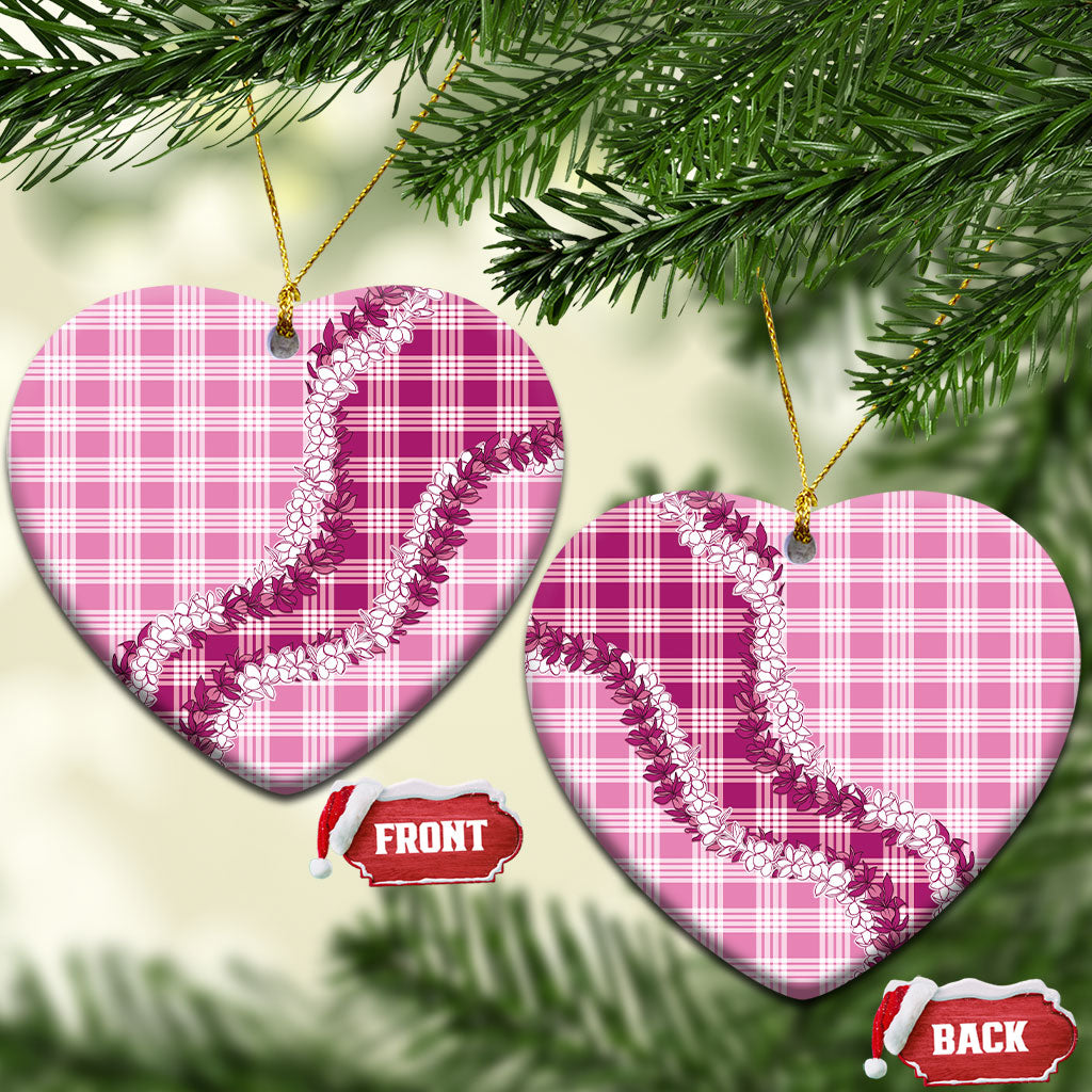Pink Hawaii Palaka Ceramic Ornament Hawaiian Honohono Lei LT05 Heart Pink - Polynesian Pride