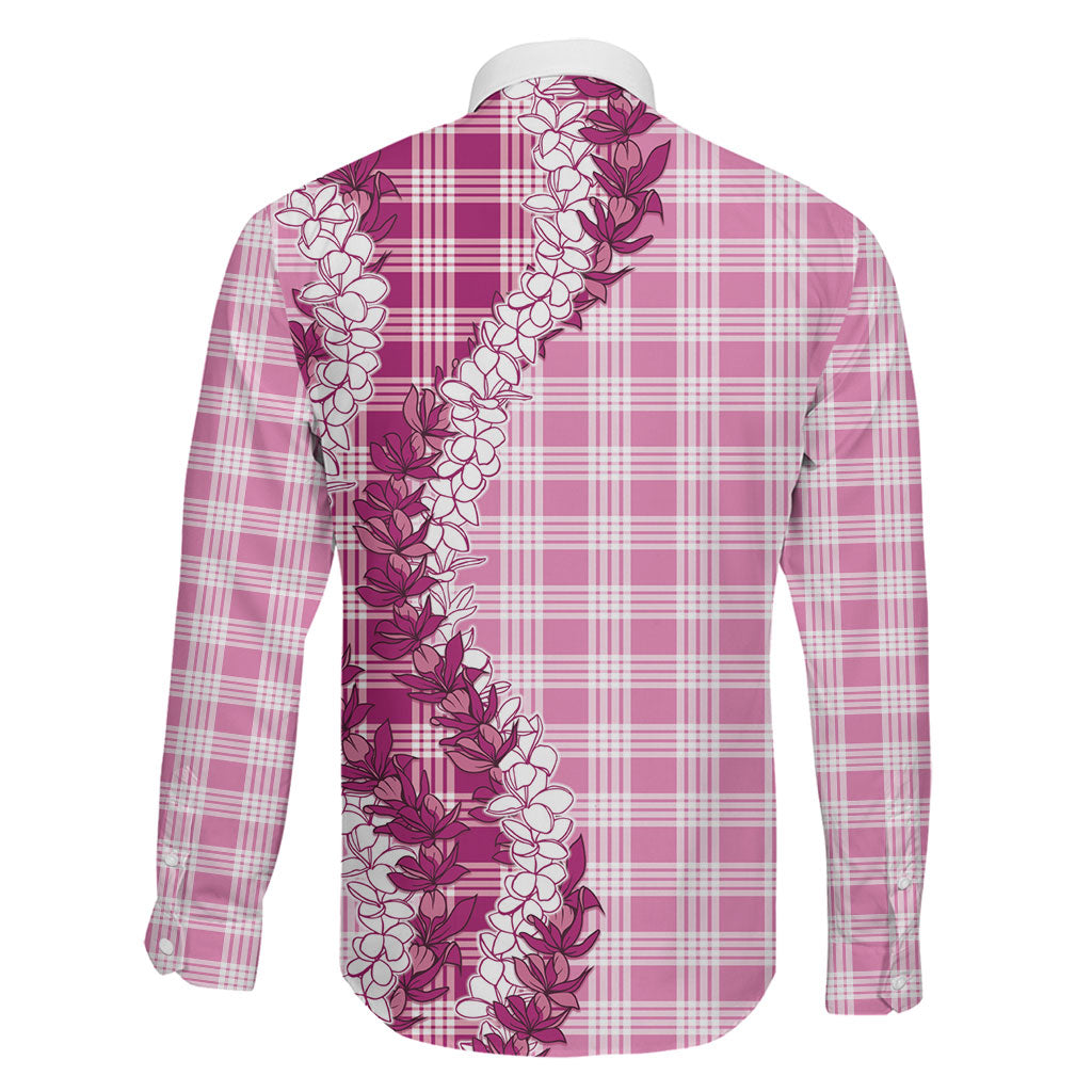Pink Hawaii Palaka Family Matching Off Shoulder Maxi Dress and Hawaiian Shirt Hawaiian Honohono Lei LT05 - Polynesian Pride
