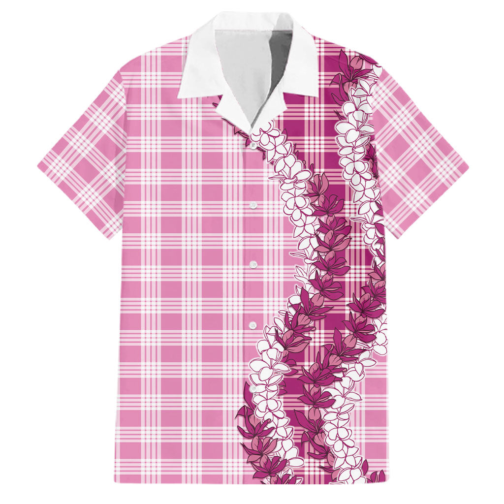 Pink Hawaii Palaka Family Matching Puletasi and Hawaiian Shirt Hawaiian Honohono Lei LT05 Dad's Shirt - Short Sleeve Pink - Polynesian Pride