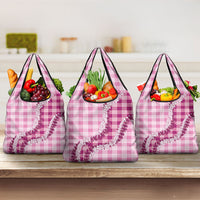 Pink Hawaii Palaka Grocery Bag Hawaiian Honohono Lei