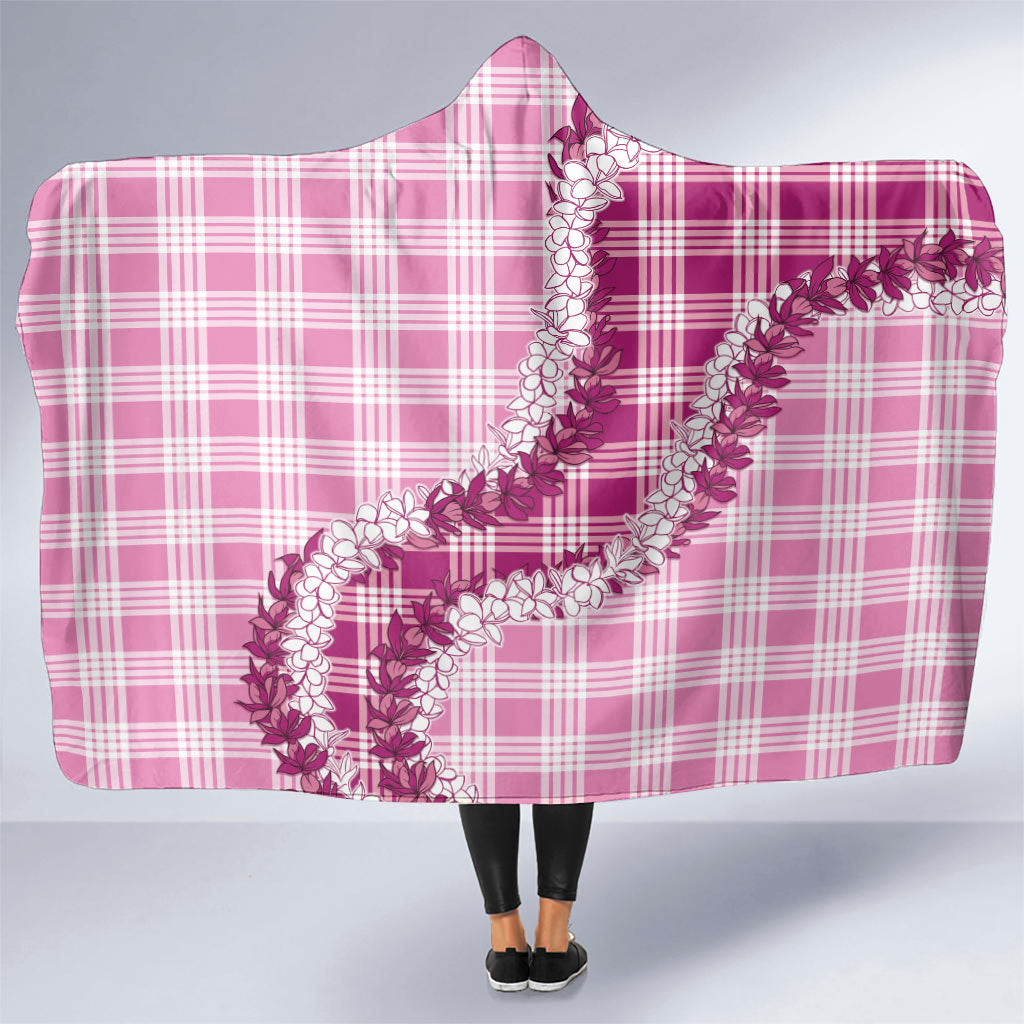 Pink Hawaii Palaka Hooded Blanket Hawaiian Honohono Lei