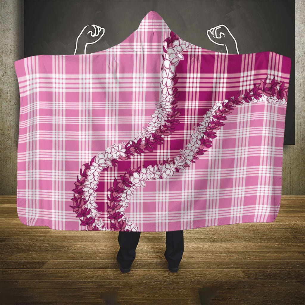 Pink Hawaii Palaka Hooded Blanket Hawaiian Honohono Lei
