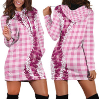 Pink Hawaii Palaka Hoodie Dress Hawaiian Honohono Lei