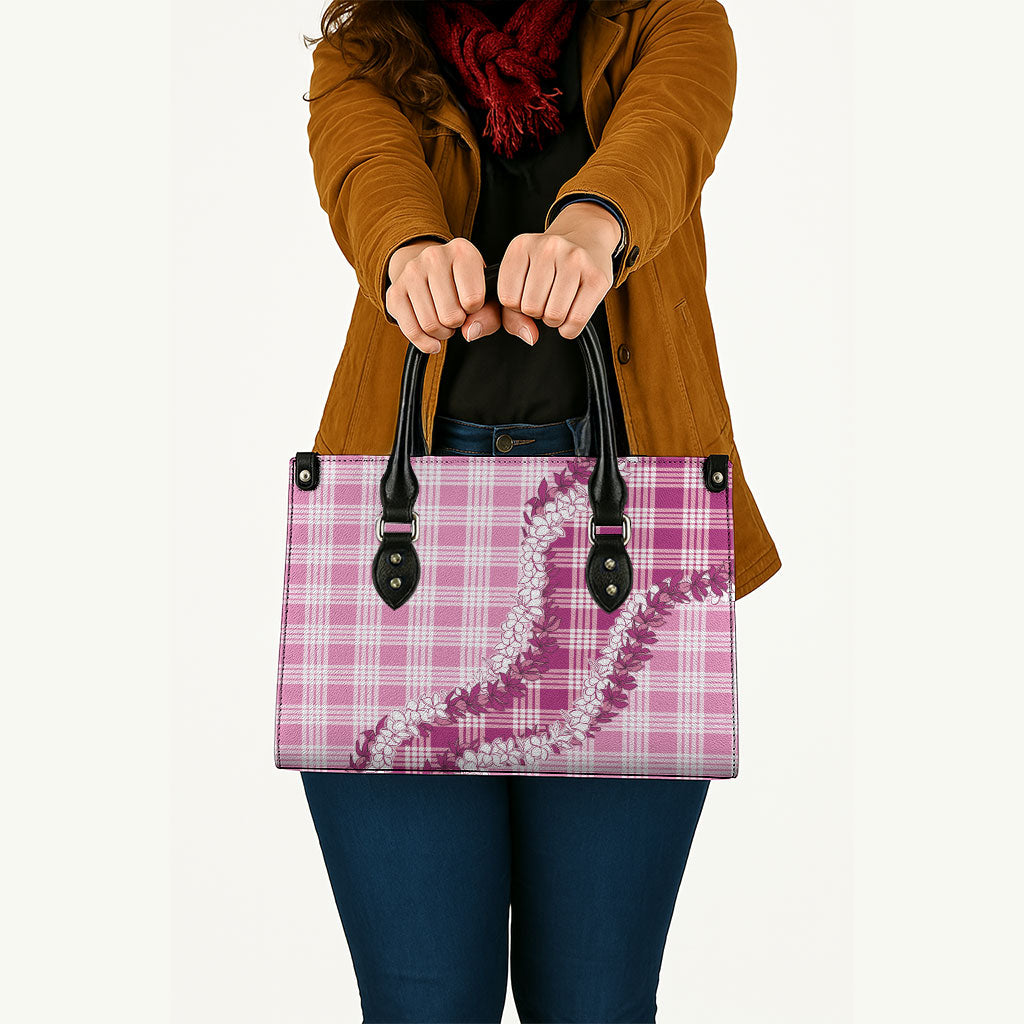 Pink Hawaii Palaka Leather Bag Hawaiian Honohono Lei
