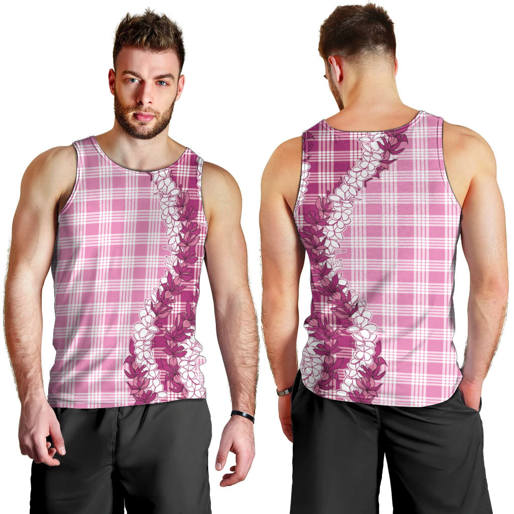 Pink Hawaii Palaka Men Tank Top Hawaiian Honohono Lei