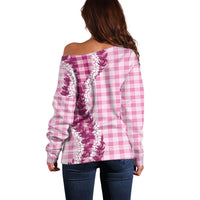 Pink Hawaii Palaka Off Shoulder Sweater Hawaiian Honohono Lei