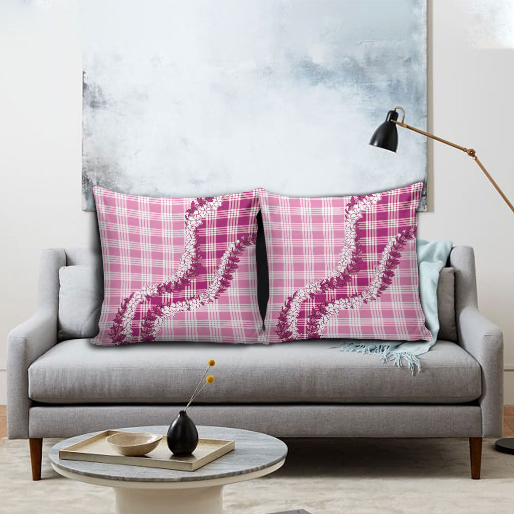 Pink Hawaii Palaka Pillow Cover Hawaiian Honohono Lei