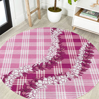 Pink Hawaii Palaka Round Carpet Hawaiian Honohono Lei