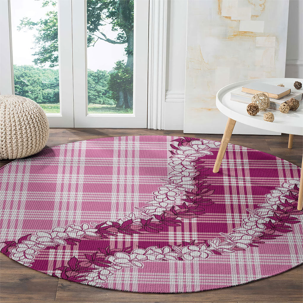 Pink Hawaii Palaka Round Carpet Hawaiian Honohono Lei