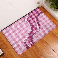 Pink Hawaii Palaka Rubber Doormat Hawaiian Honohono Lei