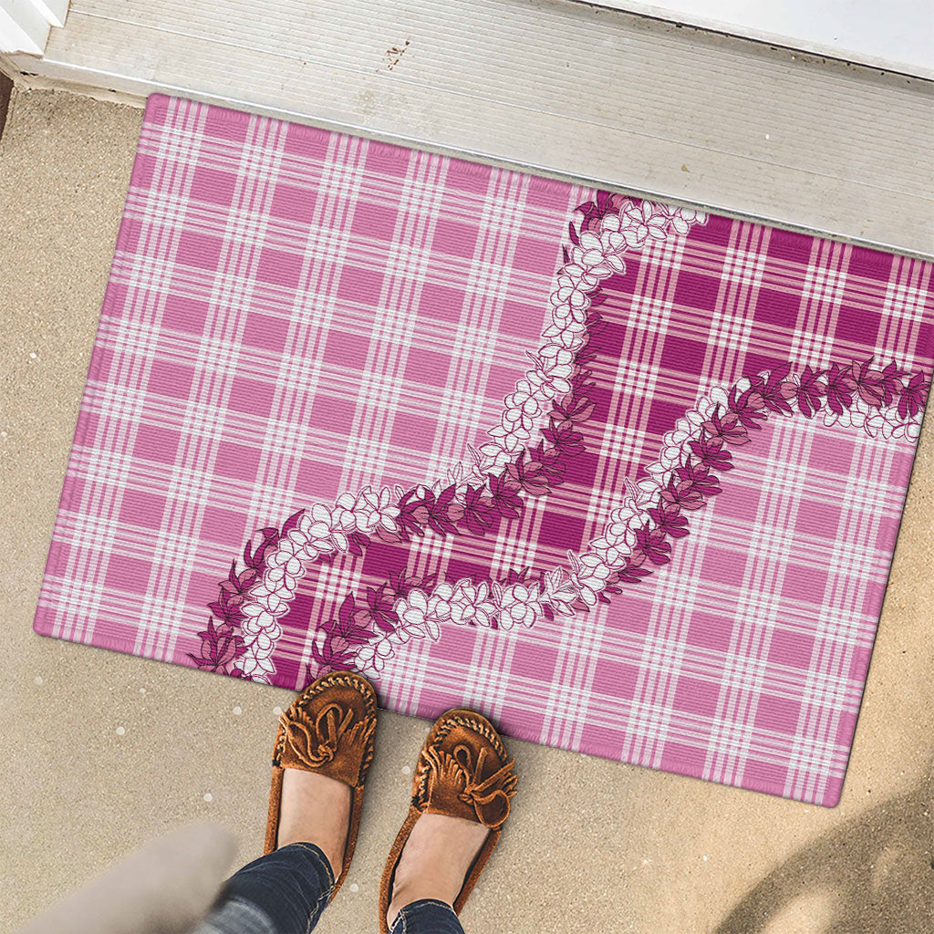 Pink Hawaii Palaka Rubber Doormat Hawaiian Honohono Lei