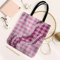 Pink Hawaii Palaka Tote Bag Hawaiian Honohono Lei