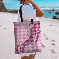 Pink Hawaii Palaka Tote Bag Hawaiian Honohono Lei