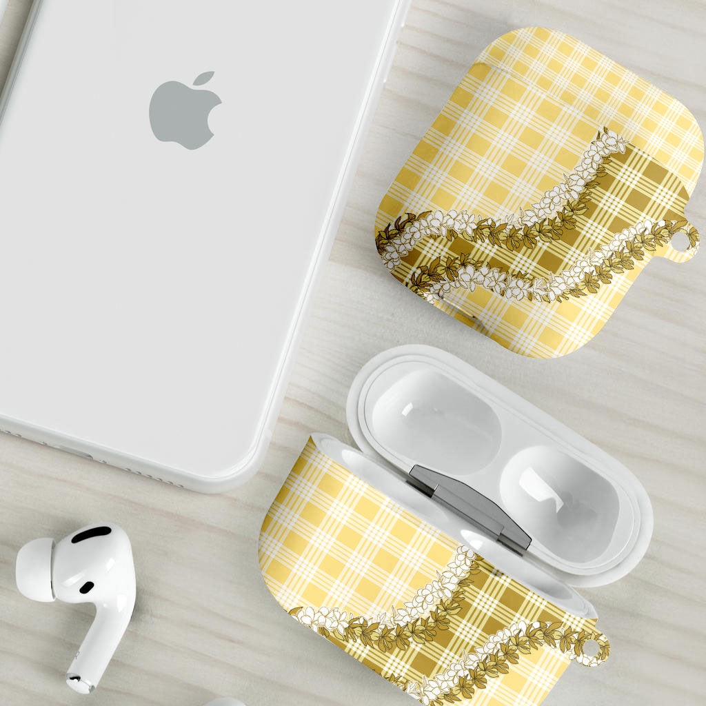 Yellow Hawaii Palaka AirPods Case Hawaiian Honohono Lei