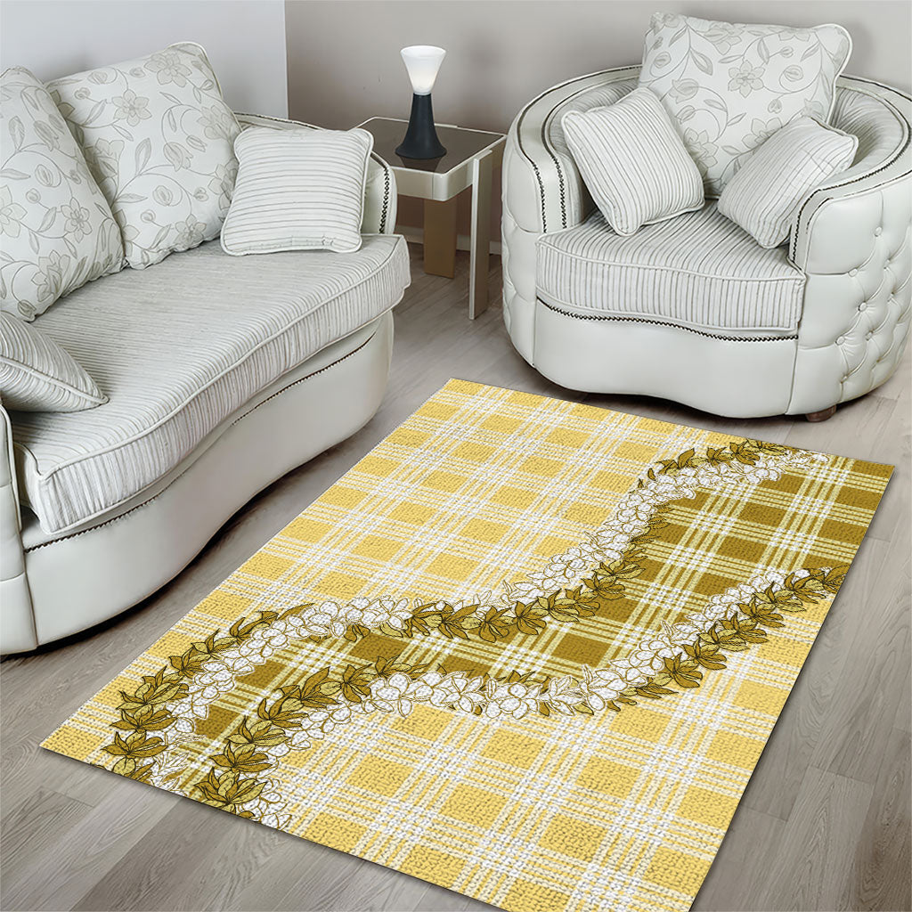 Yellow Hawaii Palaka Area Rug Hawaiian Honohono Lei