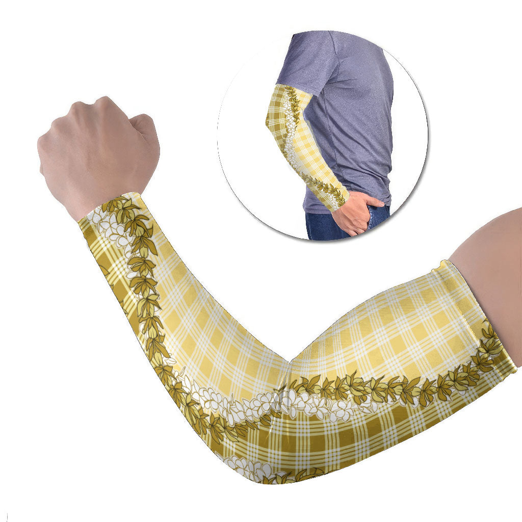 Yellow Hawaii Palaka Arm Sleeves Hawaiian Honohono Lei