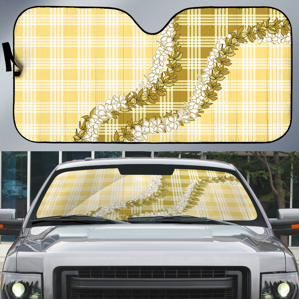 Yellow Hawaii Palaka Auto Sun Shade Hawaiian Honohono Lei