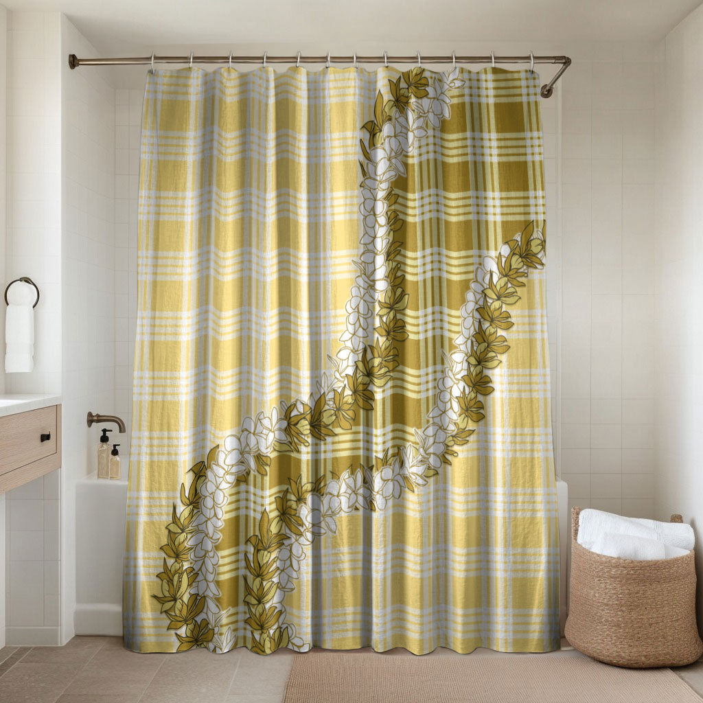 Yellow Hawaii Palaka Bathroom Set Hawaiian Honohono Lei