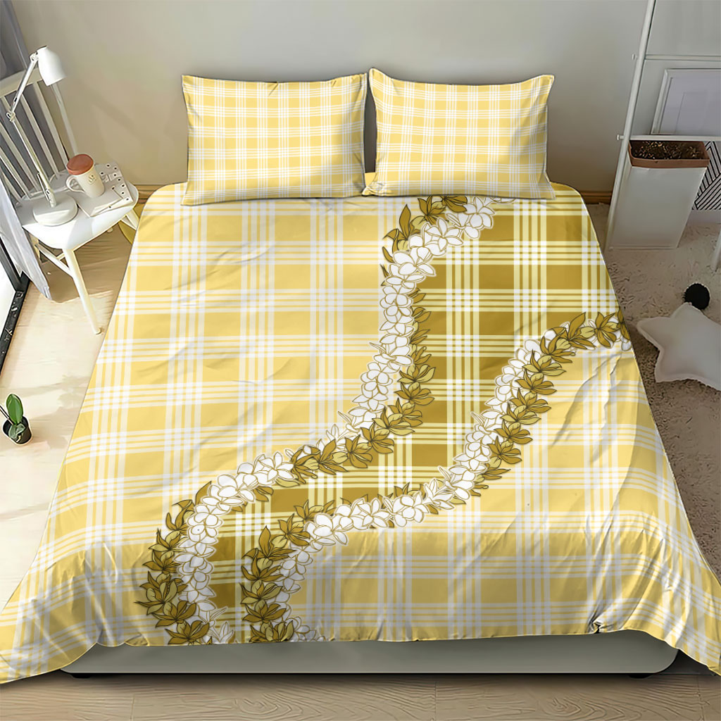 Yellow Hawaii Palaka Bedding Set Hawaiian Honohono Lei