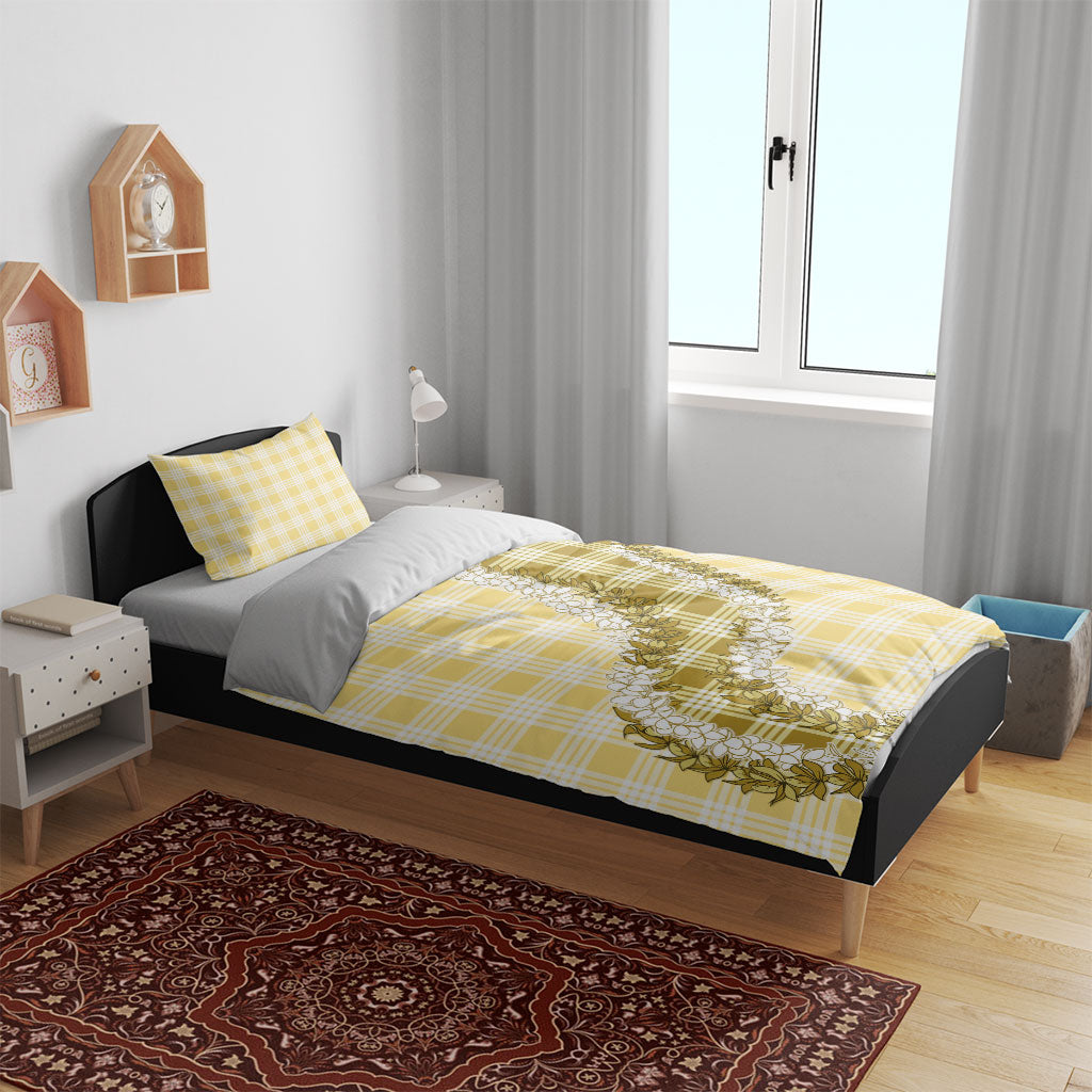 Yellow Hawaii Palaka Bedding Set Hawaiian Honohono Lei