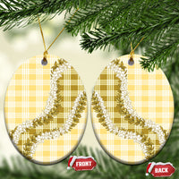 Yellow Hawaii Palaka Ceramic Ornament Hawaiian Honohono Lei LT05 Oval Yellow - Polynesian Pride