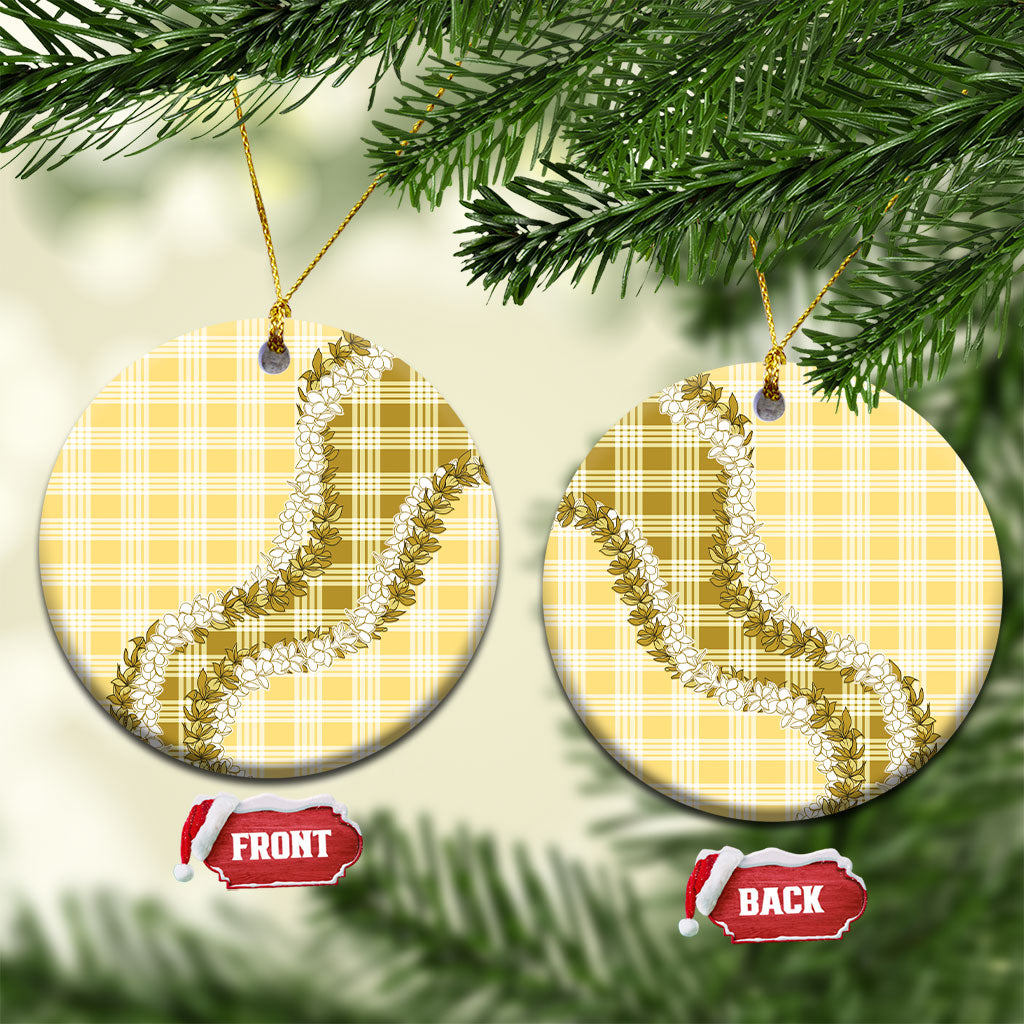 Yellow Hawaii Palaka Ceramic Ornament Hawaiian Honohono Lei LT05 Circle Yellow - Polynesian Pride