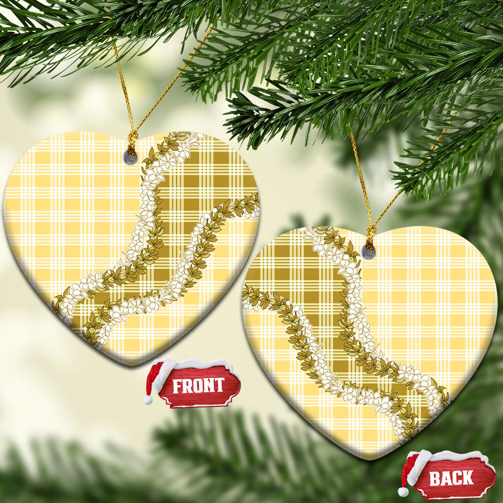 Yellow Hawaii Palaka Ceramic Ornament Hawaiian Honohono Lei LT05 Heart Yellow - Polynesian Pride