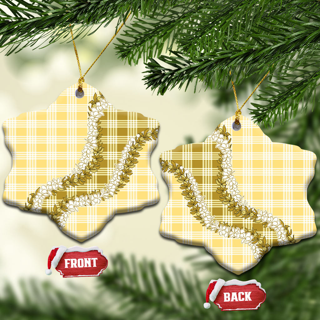 Yellow Hawaii Palaka Ceramic Ornament Hawaiian Honohono Lei LT05 Snow Flake Yellow - Polynesian Pride
