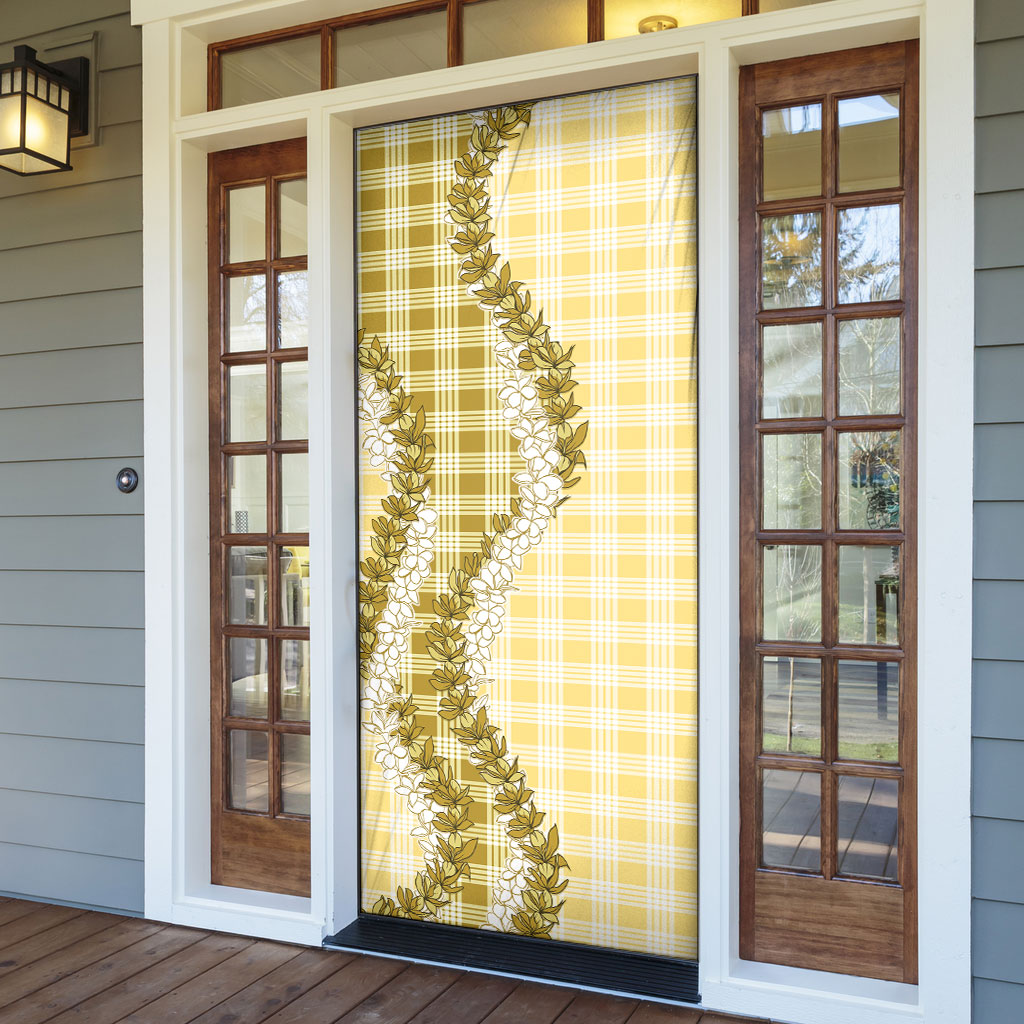Yellow Hawaii Palaka Door Cover Hawaiian Honohono Lei