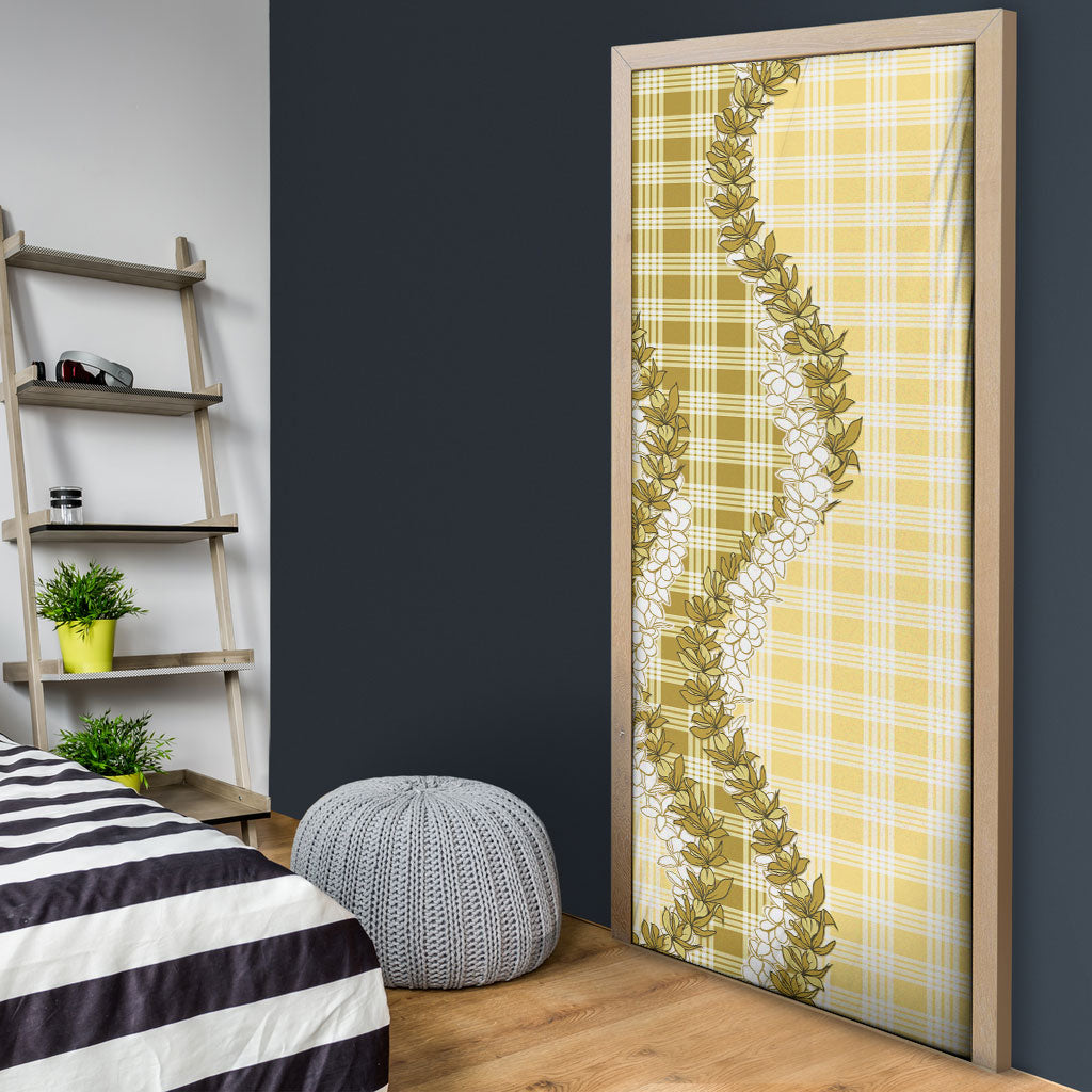 Yellow Hawaii Palaka Door Cover Hawaiian Honohono Lei