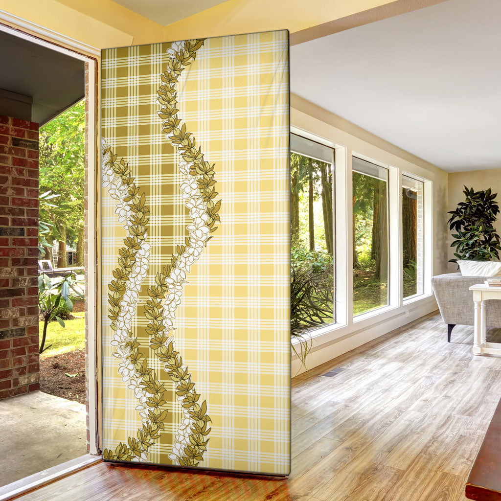 Yellow Hawaii Palaka Door Cover Hawaiian Honohono Lei