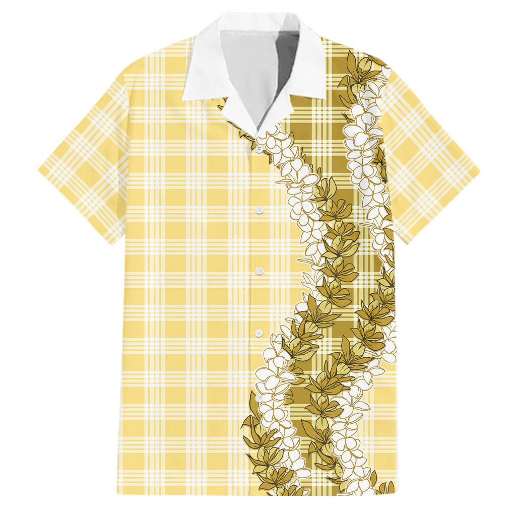 Yellow Hawaii Palaka Family Matching Long Sleeve Bodycon Dress and Hawaiian Shirt Hawaiian Honohono Lei LT05 Dad's Shirt - Short Sleeve Yellow - Polynesian Pride