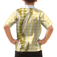 Yellow Hawaii Palaka Family Matching Mermaid Dress and Hawaiian Shirt Hawaiian Honohono Lei LT05 - Polynesian Pride