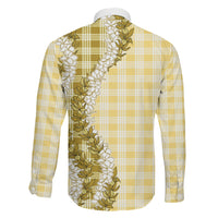 Yellow Hawaii Palaka Family Matching Off Shoulder Short Dress and Hawaiian Shirt Hawaiian Honohono Lei LT05 - Polynesian Pride