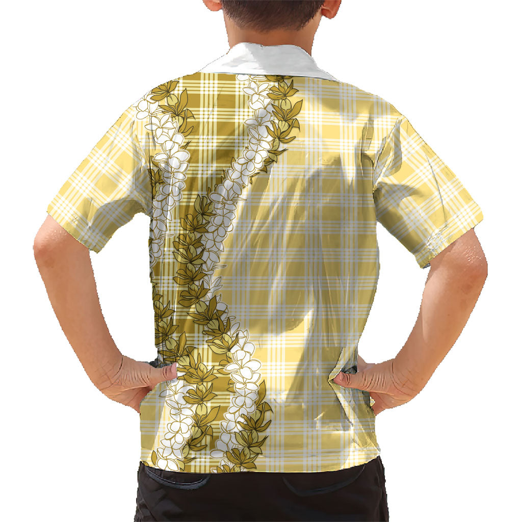 Yellow Hawaii Palaka Family Matching Puletasi and Hawaiian Shirt Hawaiian Honohono Lei LT05 - Polynesian Pride