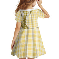 Yellow Hawaii Palaka Family Matching Short Sleeve Bodycon Dress and Hawaiian Shirt Hawaiian Honohono Lei LT05 - Polynesian Pride