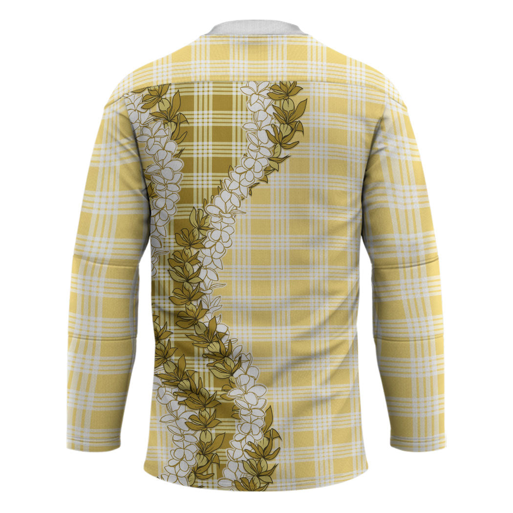 Yellow Hawaii Palaka Hockey Jersey Hawaiian Honohono Lei