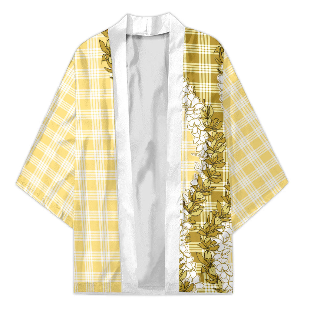 Yellow Hawaii Palaka Kimono Hawaiian Honohono Lei